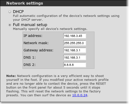 Network settings