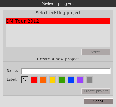 Project chooser dialog