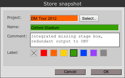 Store snapshot dialog