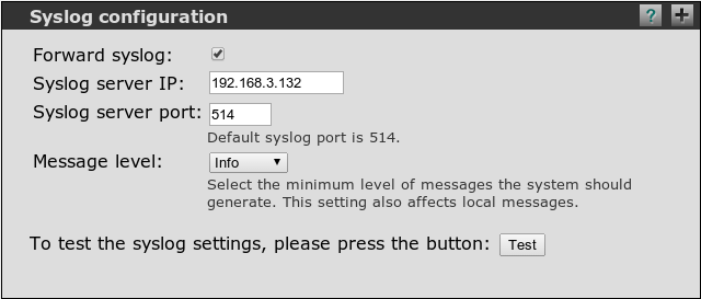 Syslog configuration