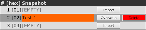 System Snapshot Table